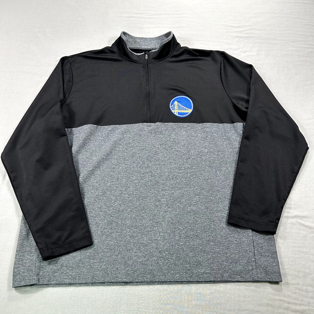 Golden State Warriors Pullover Shirt Mens XL Gray Black 1/4 Zip Sweater Adult